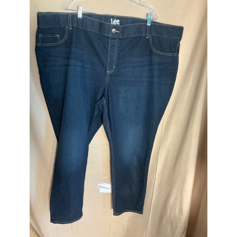 Lee Denim Jeans Womens 4X Dark Blue Excellent Stretch Straight Leg 112314379